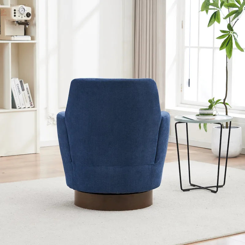 Fauteuil d'appoint pivotant rembourré avec base ronde en fer
