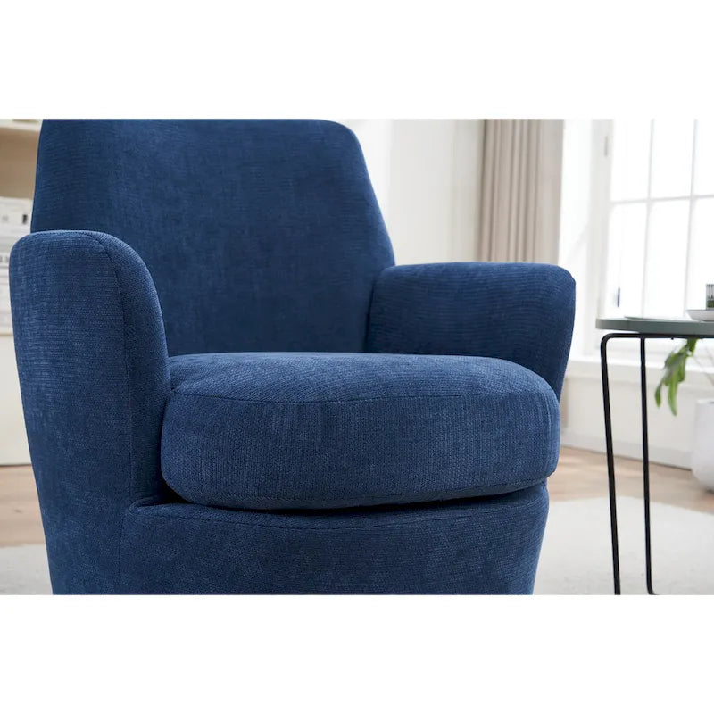 Fauteuil d'appoint pivotant rembourré avec base ronde en fer