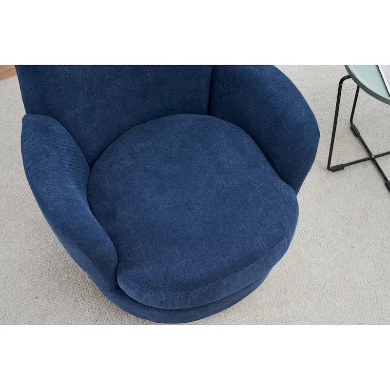 Fauteuil d'appoint pivotant rembourré avec base ronde en fer