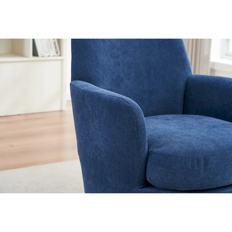 Fauteuil d'appoint pivotant rembourré avec base ronde en fer