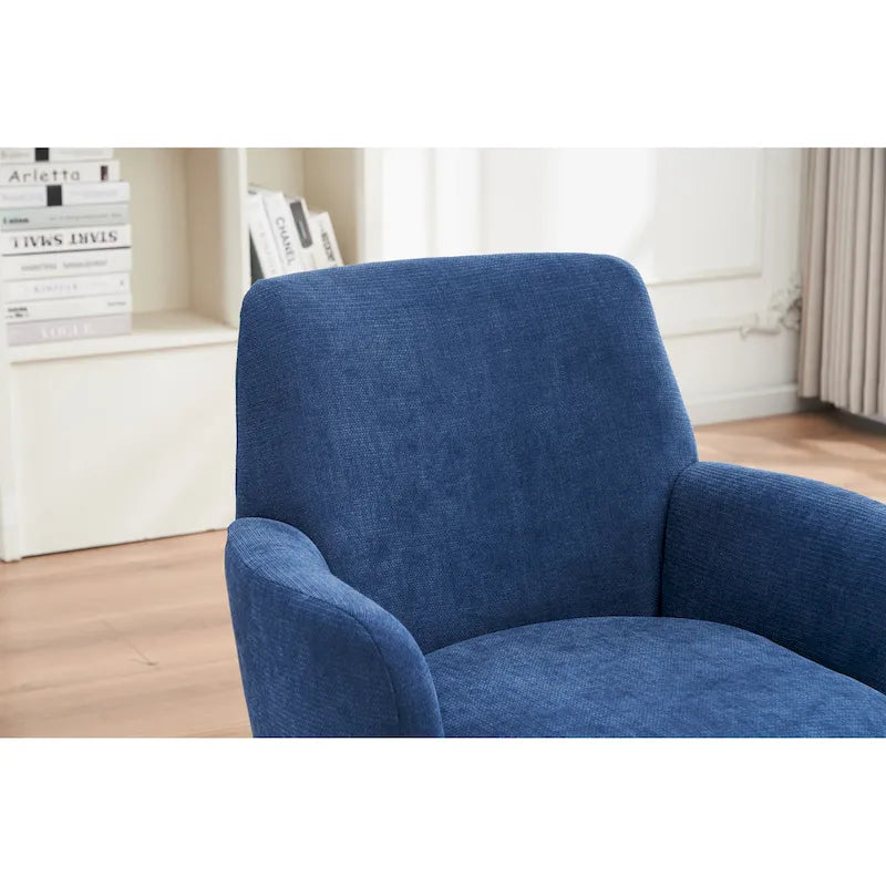 Fauteuil d'appoint pivotant rembourré avec base ronde en fer