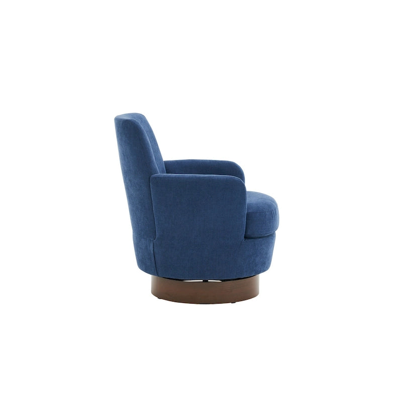 Fauteuil d'appoint pivotant rembourré avec base ronde en fer