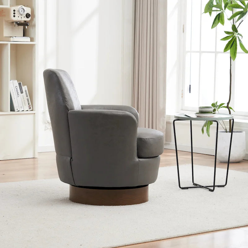 Fauteuil d'appoint pivotant rembourré avec base ronde en fer