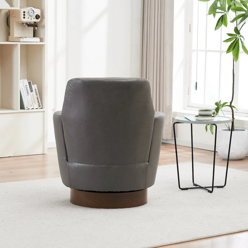 Fauteuil d'appoint pivotant rembourré avec base ronde en fer