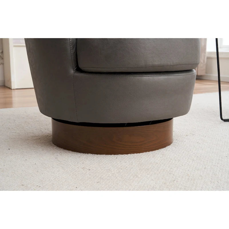 Fauteuil d'appoint pivotant rembourré avec base ronde en fer