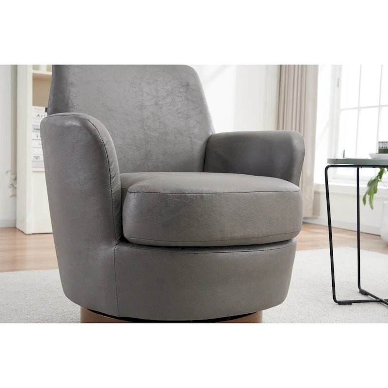 Fauteuil d'appoint pivotant rembourré avec base ronde en fer