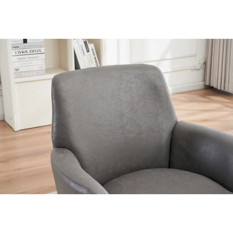 Fauteuil d'appoint pivotant rembourré avec base ronde en fer