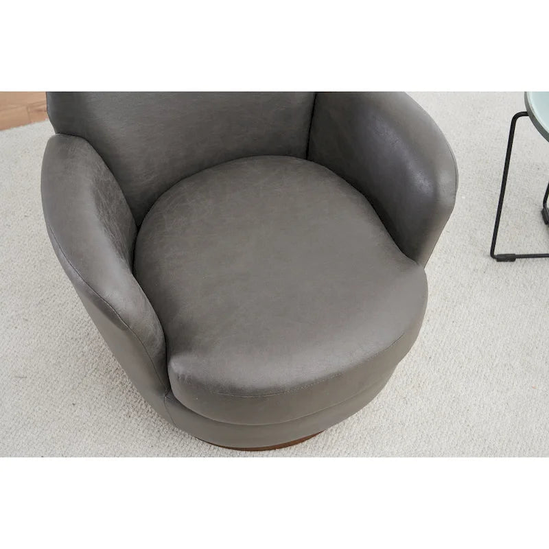 Fauteuil d'appoint pivotant rembourré avec base ronde en fer