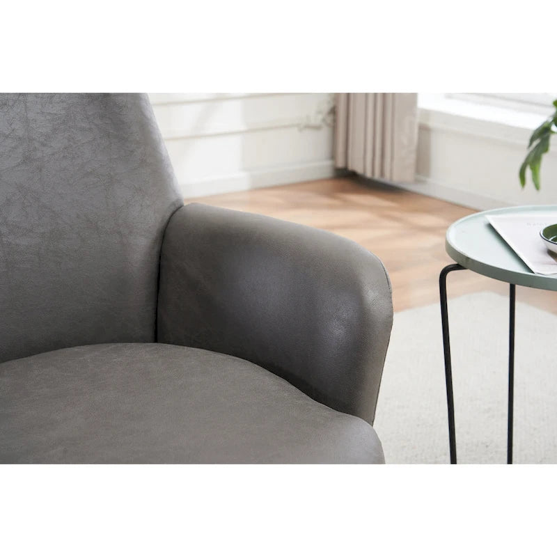 Fauteuil d'appoint pivotant rembourré avec base ronde en fer