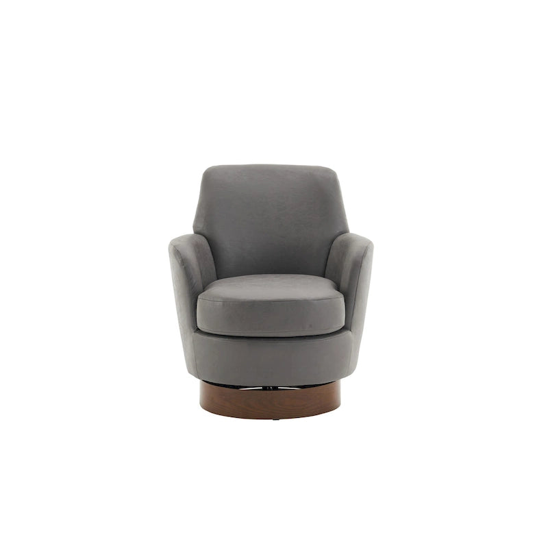 Fauteuil d'appoint pivotant rembourré avec base ronde en fer