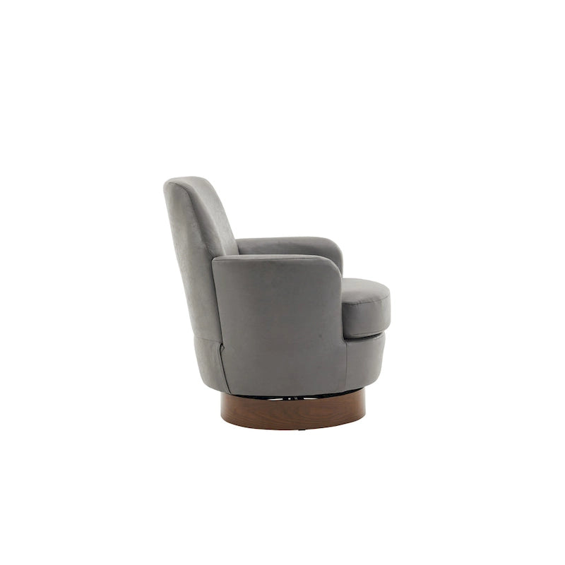 Fauteuil d'appoint pivotant rembourré avec base ronde en fer