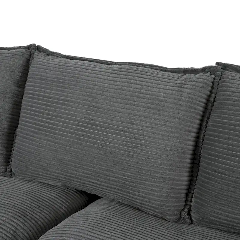 Canapé incurvé en velours côtelé avec coussins amovibles et oreillers décoratifs