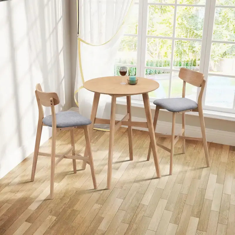 Tabouret de bar rembourré à hauteur de comptoir avec dossier et pieds en bois massif