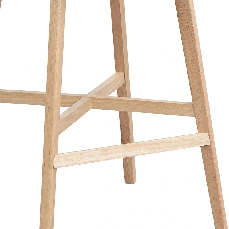 Tabouret de bar rembourré à hauteur de comptoir avec dossier et pieds en bois massif