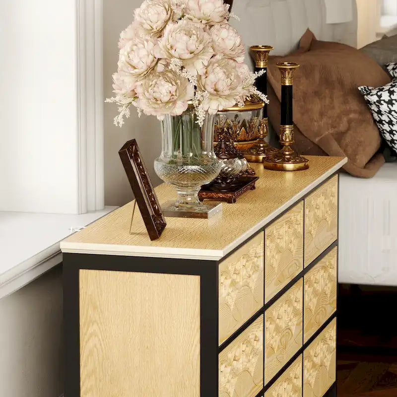 Exquisite Carved and Hollowed Nine Drawer Cabinet Elegance Meets Function Dresser Chest