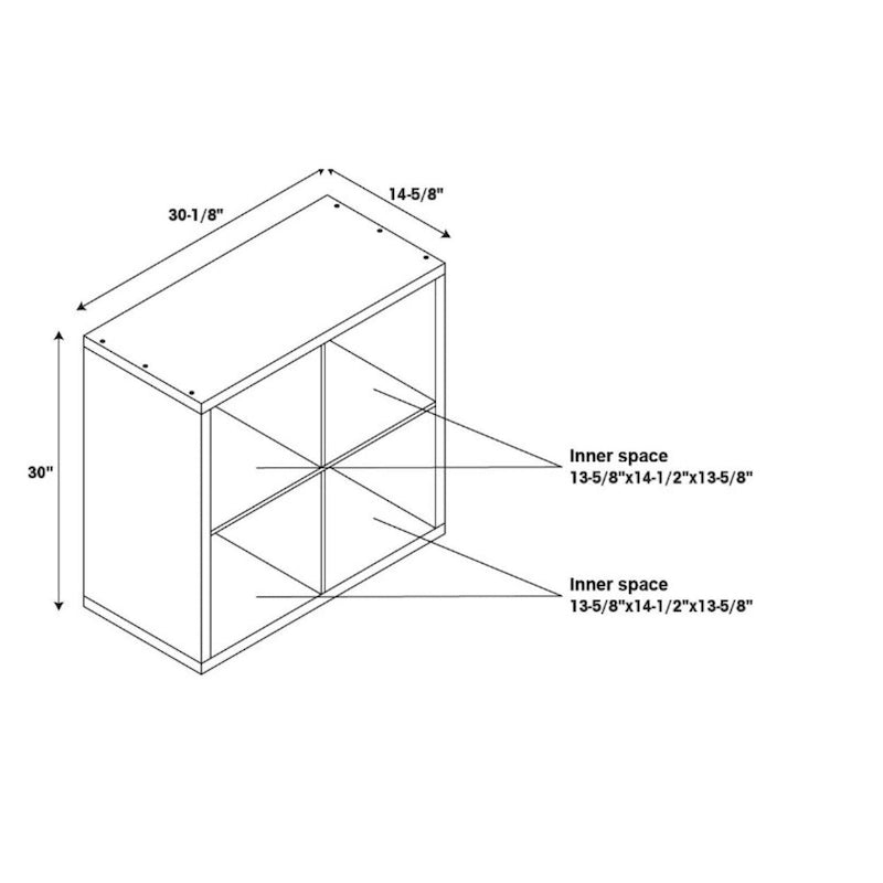 Meuble de rangement ouvert à quatre cubes Espresso Brown avec finition bois