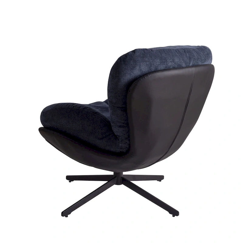 Fauteuil d'appoint pivotant en chenille gris rembourré avec base en métal