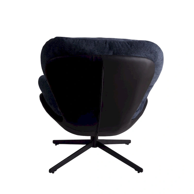 Fauteuil d'appoint pivotant en chenille gris rembourré avec base en métal