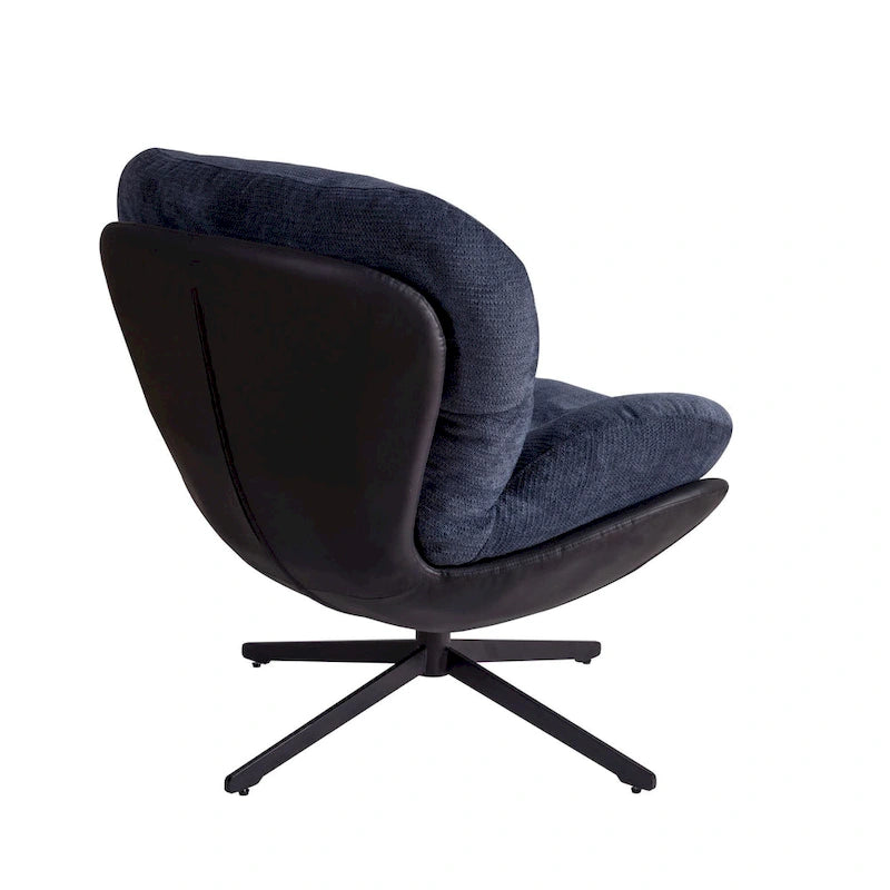 Fauteuil d'appoint pivotant en chenille gris rembourré avec base en métal