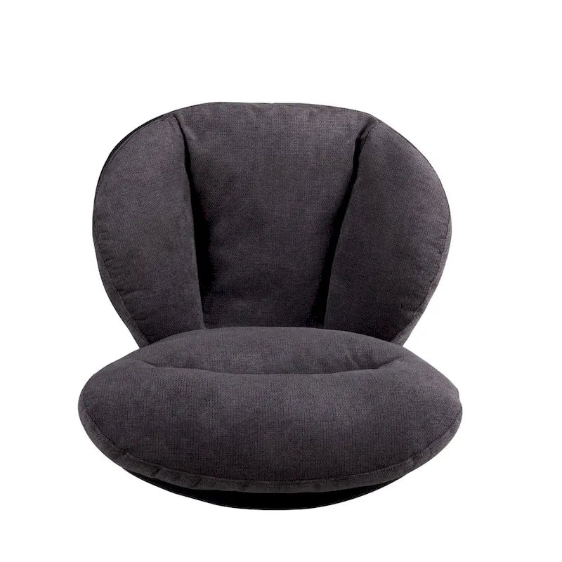 Fauteuil d'appoint pivotant en chenille gris rembourré avec base en métal