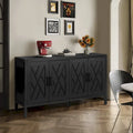 Buffet de salle à manger/crédence en bois massif à 4 portes avec motifs géométriques
