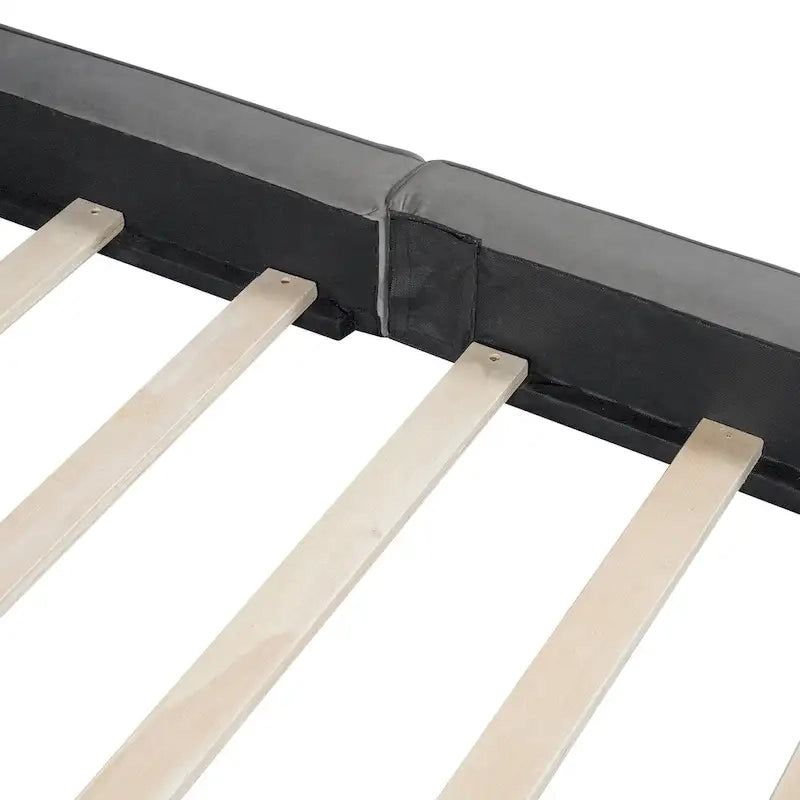 Cadre de lit plateforme Queen Size avec tête de lit capitonnée en velours doux, gris moderne