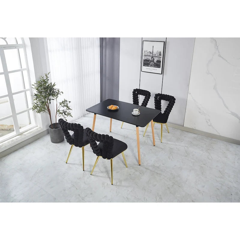 Fauteuil d'appoint rembourré dossier bullé avec pieds en métal doré