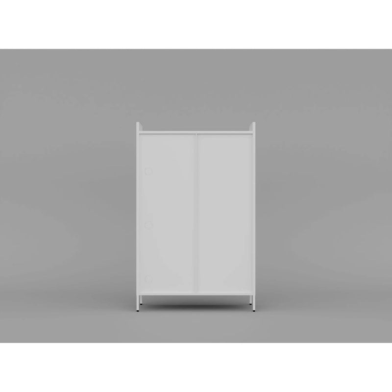 Meuble de rangement 3 niveaux en maille métallique blanche avec portes escamotables relevables