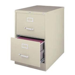 Classeur vertical en acier à 2 tiroirs avec serrure Beige Noir Gris