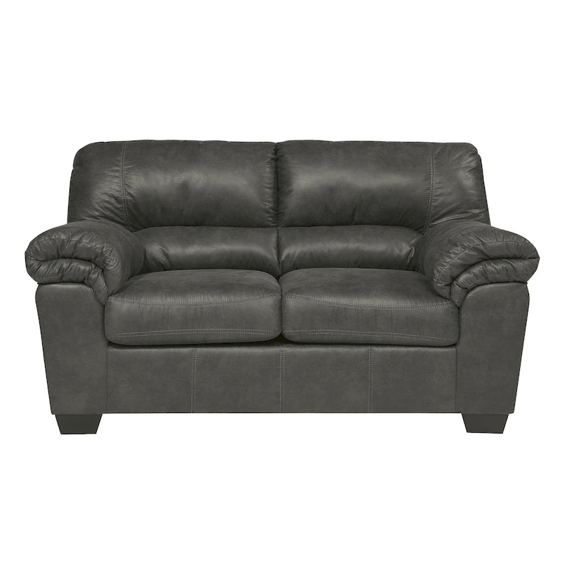 Causeuse en similicuir Slate & Coffee avec coussins moelleux, style moderne