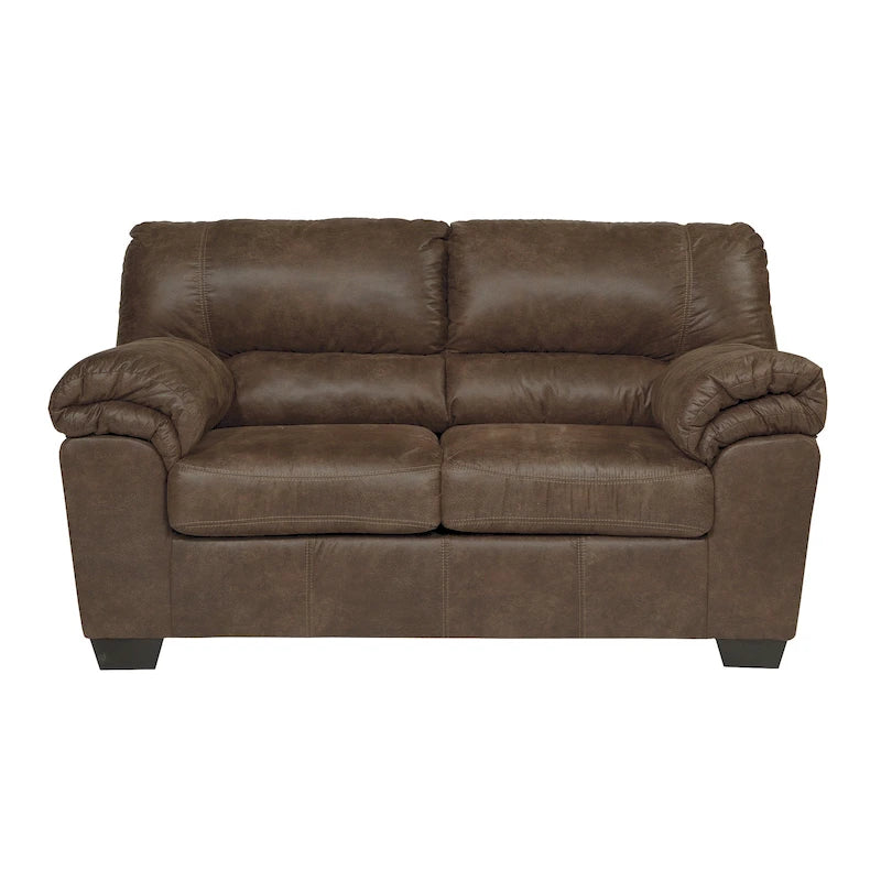 Causeuse en similicuir Slate & Coffee avec coussins moelleux, style moderne