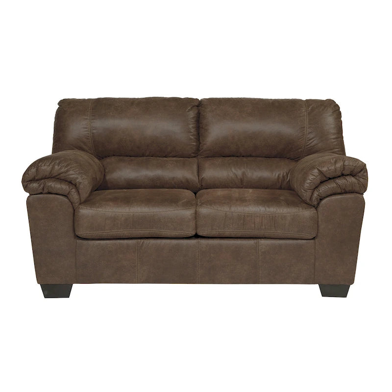 Causeuse en similicuir Slate & Coffee avec coussins moelleux, style moderne
