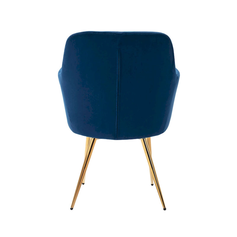 Fauteuil d'appoint en velours avec pieds en métal doré bleu