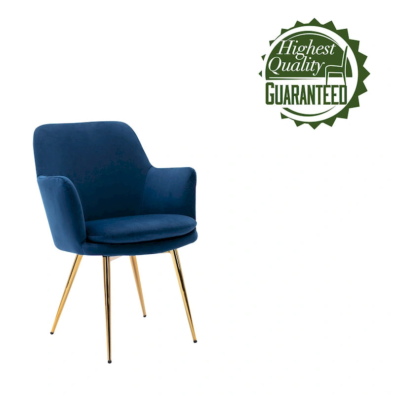 Fauteuil d'appoint en velours avec pieds en métal doré bleu