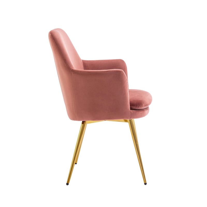 Fauteuil d'appoint en velours avec pieds en métal doré bleu