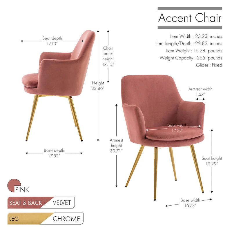 Fauteuil d'appoint en velours avec pieds en métal doré bleu