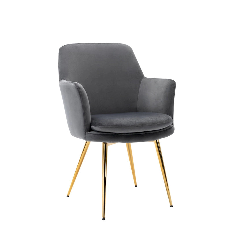 Fauteuil d'appoint en velours avec pieds en métal doré bleu