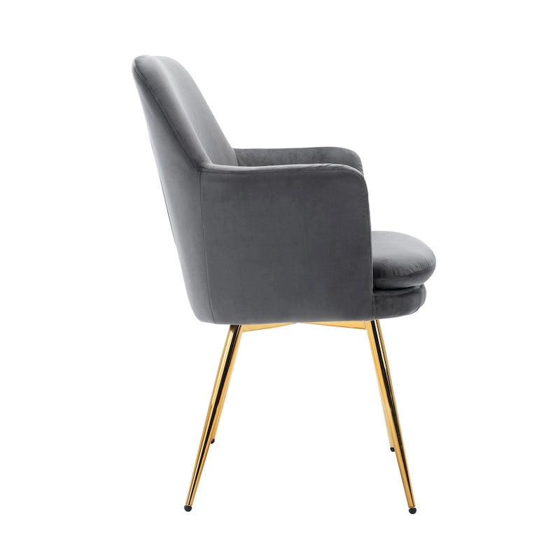 Fauteuil d'appoint en velours avec pieds en métal doré bleu