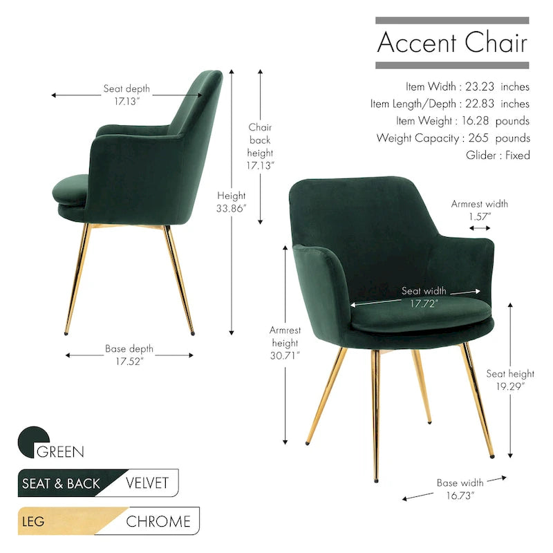 Fauteuil d'appoint en velours avec pieds en métal doré bleu