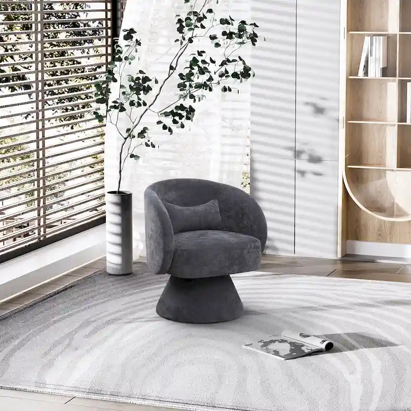 Fauteuil pivotant à 360° en lin avec oreiller