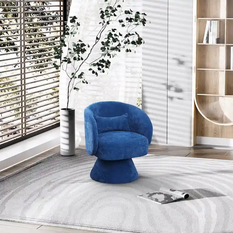 Fauteuil pivotant à 360° en lin avec oreiller