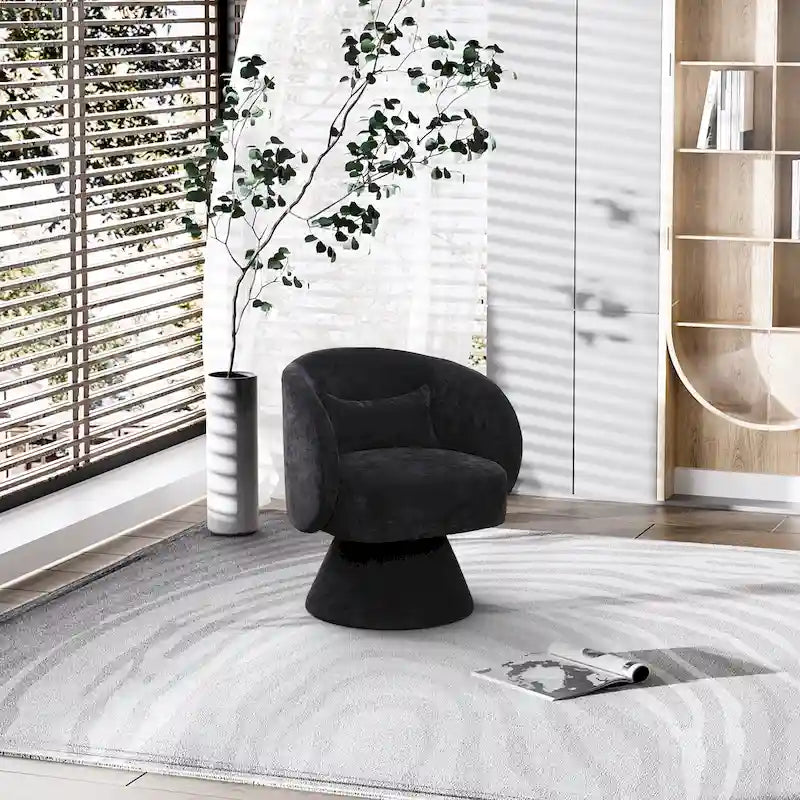 Fauteuil pivotant à 360° en lin avec oreiller