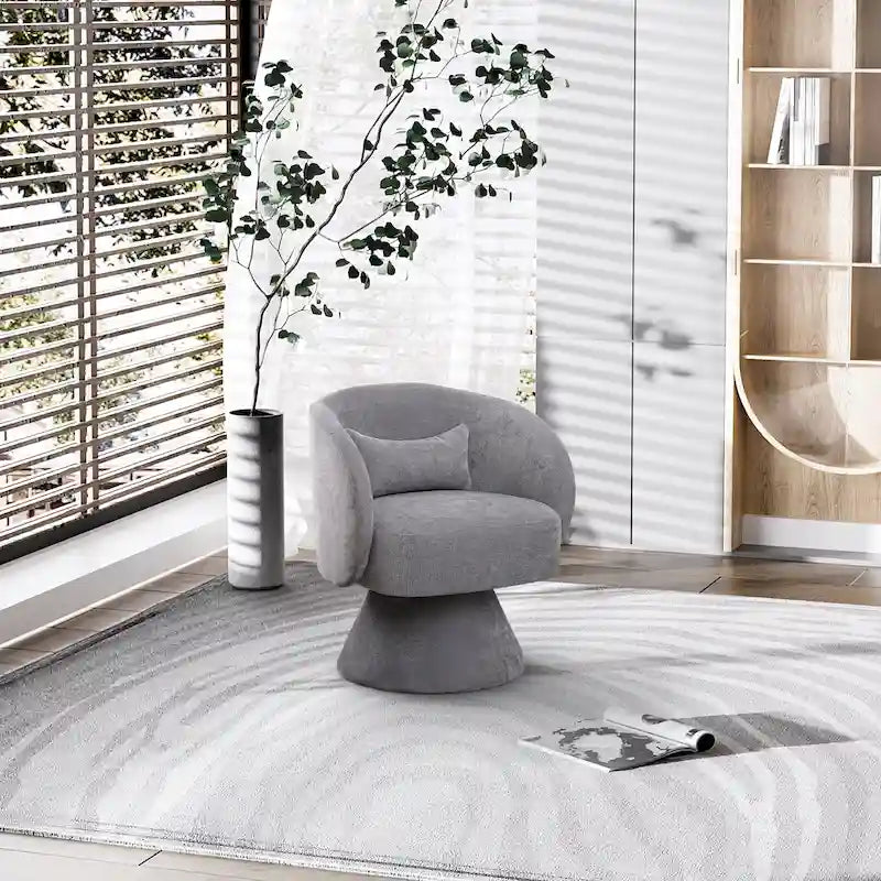 Fauteuil pivotant à 360° en lin avec oreiller
