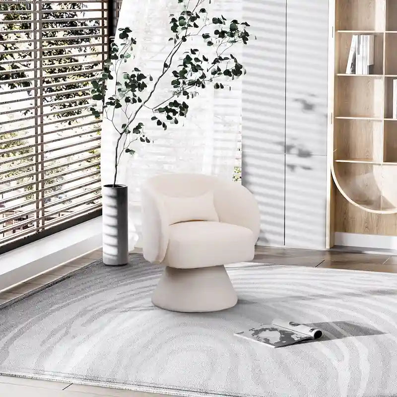 Fauteuil pivotant à 360° en lin avec oreiller