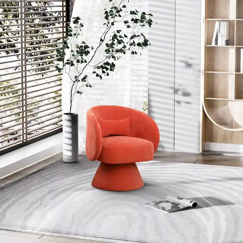 Fauteuil pivotant à 360° en lin avec oreiller