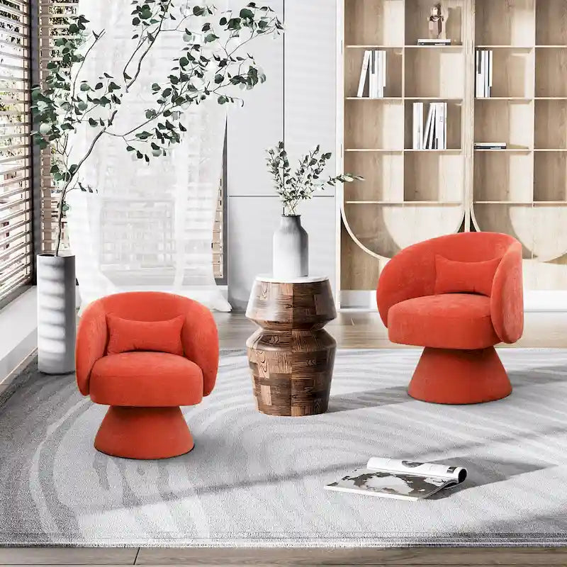 Fauteuil pivotant à 360° en lin avec oreiller