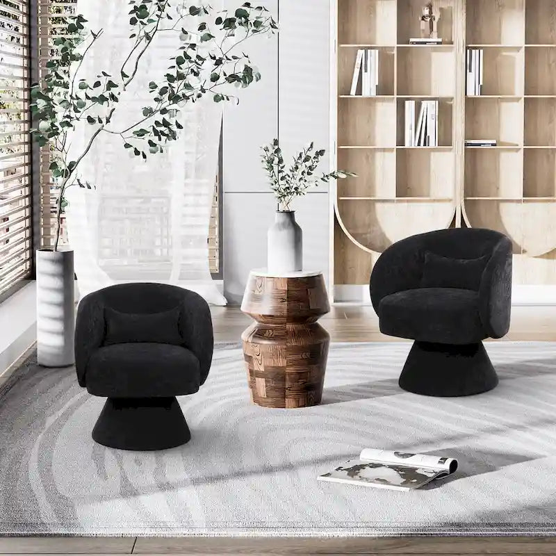 Fauteuil pivotant à 360° en lin avec oreiller