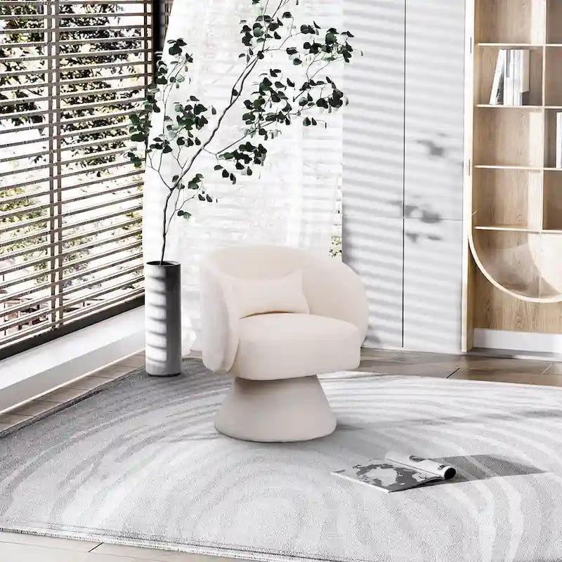 Fauteuil pivotant à 360° en lin avec oreiller