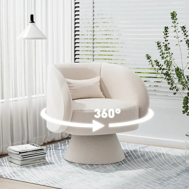 Fauteuil pivotant à 360° en lin avec oreiller