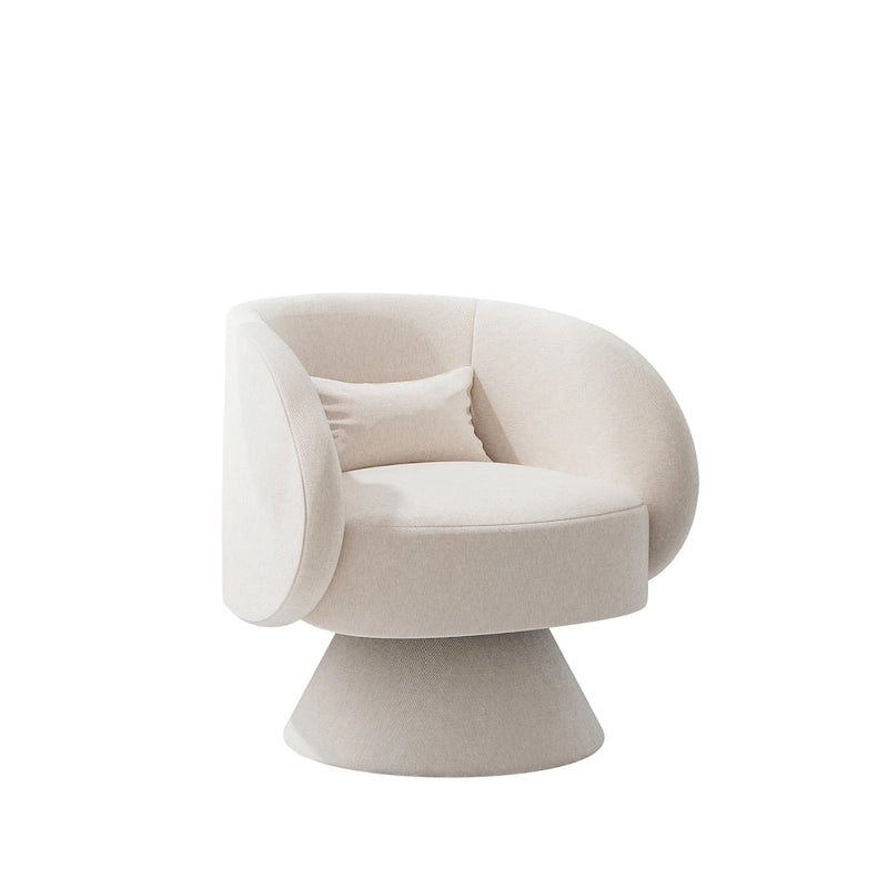 Fauteuil pivotant à 360° en lin avec oreiller